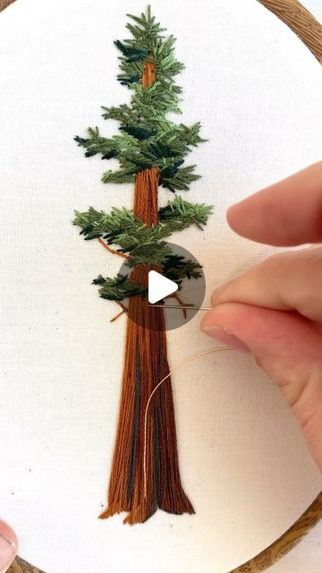 Tree Ring Embroidery, Cedar Tree Embroidery, Embroidered Pine Tree, Embroidery Tree, Embroidered Stitches, Nature Embroidery, Poplar Tree, Tree Embroidery, Cedar Trees