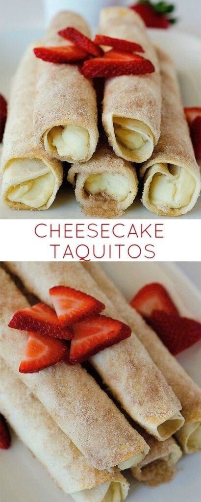 Cheesecake Taquitos Recipe, Tostielote Recipe, Easy Mexican Themed Desserts, Recipes To Use Up Limes, Mexican Night Ideas Parties, Dessert Recipes With Tortillas, Mexican Theme Dessert Ideas, Mexican Night Dessert, Tortilla Dessert Easy