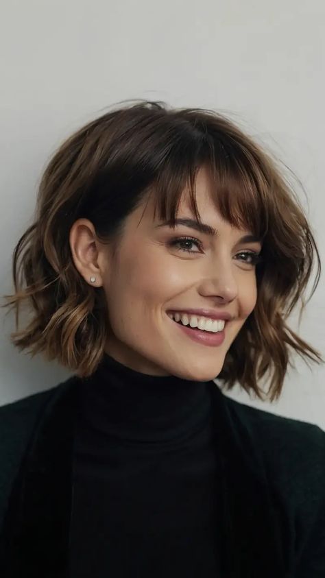 Short Bob With Bangs Hairstyles, Short Haircuts For Women With Bangs, Short Hair For Thinner Hair, Short Bob Cut With Bangs, Bob With Bangs Round Face, Short Hair Ideas For Women, Short Hairstyle Women Round Face, Women With Round Faces, Hair Ideas For Women