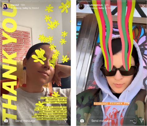 8 Artists Creating Fun AR Effects for Instagram Stories - Later Blog Filters On Instagram, Story Filters, Magazine Design Cover, Ar Filter, Font Bubble, Autumn Instagram, Instagram Font, Instagram Story Filters, Insta Filters