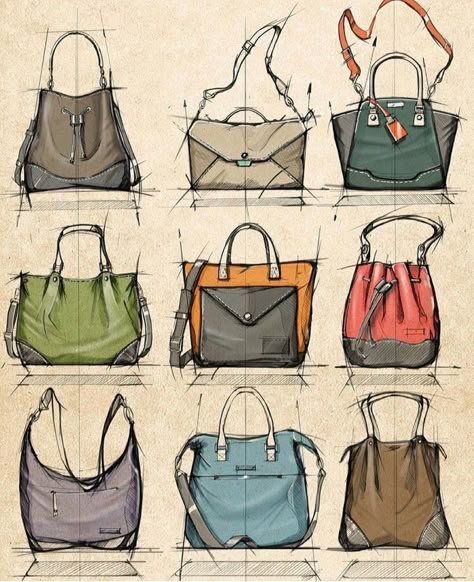 Accessories Design Sketch, Backpack Inspiration, Bag Illustration, Drawing Bag, Leather Bag Pattern, Industrial Design Sketch, Illustration Fashion Design, More Design, Illustration Sketches