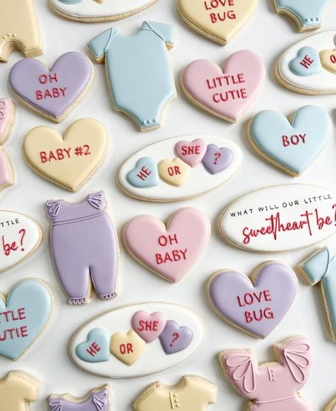 Valentines Gender Reveal, Easter Gender Reveal, Vintage Oven, Gender Reveal Cookies, Custom Sugar Cookies, Gender Reveal Cupcakes, Gender Reveal Themes, Gender Reveal Cake, Valentine Cookies