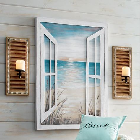 Beach Views Canvas Wall Art, Beach Theme Office, Beachy Bedroom Decor, Colorful Beach House Decor, Colorful Beach House, Beach Chic Decor, Beachy Wall Art, Beach Themed Crafts, Coastal Farmhouse Decor, Modern Coastal Decor