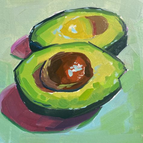 Painting Avocado, Avocado Painting, The Wednesday, Fruits Drawing, Oil Paper, Fruit Painting, Daily Painting, Fruit Art, Art Inspiration Painting