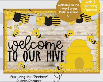 Fall Bulletin Board | Etsy Bee Bulletin Boards, Bee Classroom Decor, Welcome To Our Hive, Summer Bulletin Board, Kindergarten Bulletin Boards, Cute Bulletin Boards, Summer Bulletin Boards, Bee Themed Classroom, Teacher Bulletin Boards