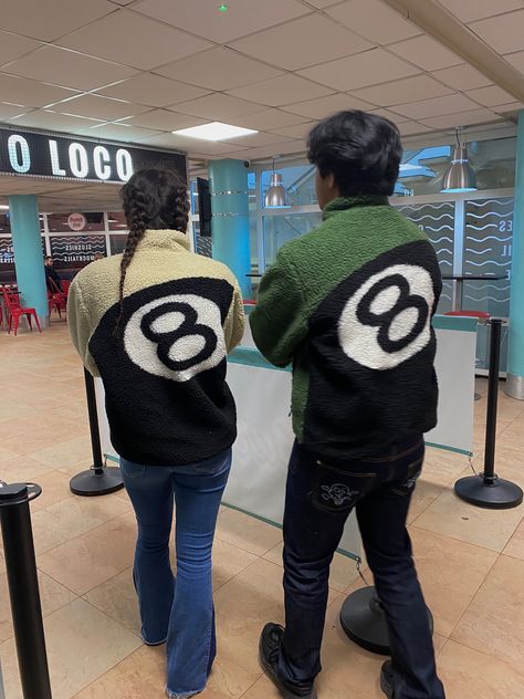 stussy 8 ball jacket #fashion #stussy #8ball #8 #couple #matching #romantic #tiktok #jacket #fleece Matching Jackets For Best Friends, Stussy Couple, 8ball Jacket, Eight Ball Jacket, 8 Ball Sweater, 8 Ball Stussy, Stussy Fleece Outfit, 8 Ball Fleece, 8 Ball Jacket