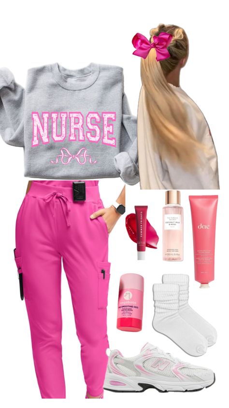 Aesthetic nurse anyone? Soft Nursing Aesthetic, Lvn Nurse Aesthetic, Oncology Nursing Aesthetic, Nurse Barbie Aesthetic, Nursing School Outfit Ideas, Nurse Scrub Outfits Ideas, Pediatric Nurse Practitioner Aesthetic, Pink Nursing School Aesthetic, Nurse Aesthetic Pink