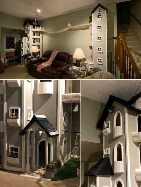 This high-rise cat tower project gained momentum gradually and now it has gone viral on social media. People are wishing to have such elegant cat towers at home. After an overwhelming response, Rob is planning to build and sell these cat towers or their building plans. Cat Tower Ideas, Cat Tower Diy, Things For Cats, Miniature Pots, Unique Cat Trees, Katt Diy, Cat Playhouse, Cat Castle, Spoiled Pets