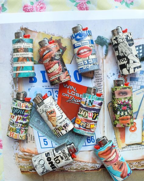 Diy Lighters Design, Painted Lighter Aesthetic, Lighters Decorated, Diy Lighter Design, Unique Handmade Gifts Diy, Bic Lighter Crafts Diy, Diy Lighter, Personalized Lighters, Lighter Cover