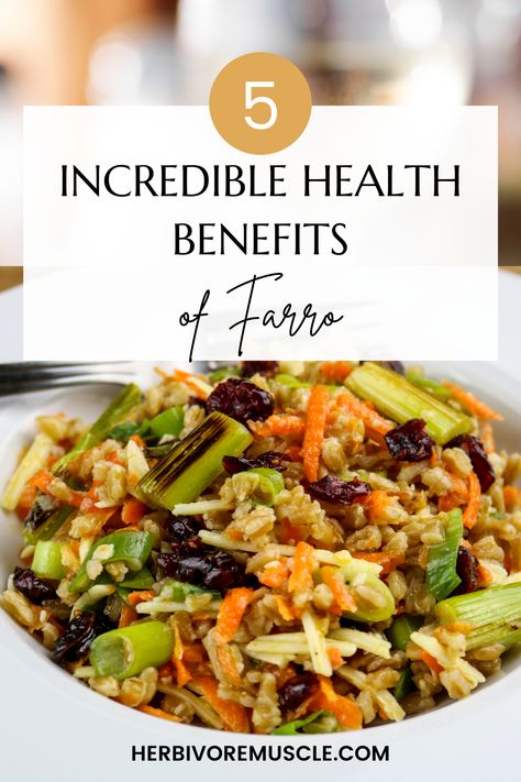 Farro is an ancient grain that's been popular for centuries because it has so many health benefits. This blog post shares 5 reasons why you should be eating more farro! 1. It boosts immunity and reduces inflammation (due to its high antioxidant content) 2. It can lower blood sugar levels 3. Helps with weight loss 4. Lowers your cholesterol 5. Improves digestion. And it tastes amazing! Use it in place of your normal grains to spice things up a bit and gain some health benefits in the process. Farro Benefits Nutrition, Farro Health Benefits, Farro Nutrition Facts, Farro Benefits, Antioxidant Foods, Ancient Grains Recipes, Farro Recipes, Warm Salad Recipes, Mediterranean Recipes Healthy