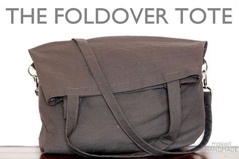 Foldover Tote #Sewing Tutorial || sewingrabbit.com Diy Sac Pochette, Foldover Bag, Diy Tote, Bag Pattern Free, Sewing Tutorials Free, Sewing Purses, Handbags And Purses, Bags Tutorial, Purse Patterns