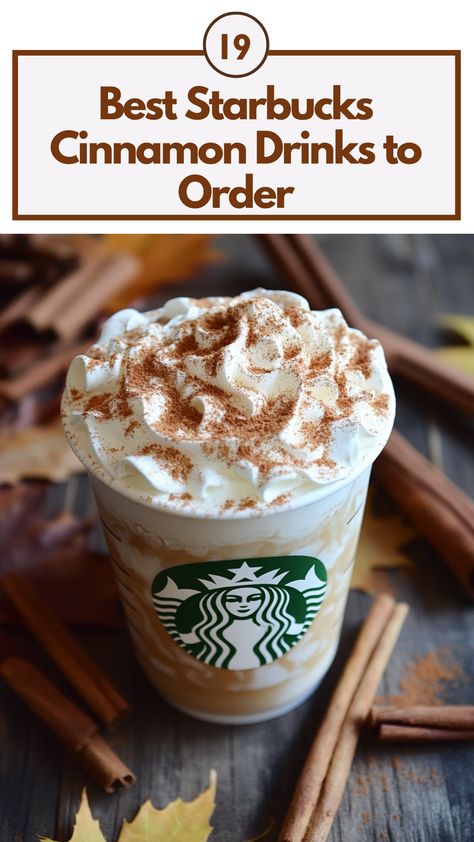 A photo of a Starbucks Cinnamon Dolce Latte in a cozy café setting, topped with whipped cream and a sprinkle of cinnamon, surrounded by cinnamon sticks and autumn leaves for a warm and inviting look. Starbucks Drinks Cinnamon Dolce, Starbucks Horchata Drink, Cinnamon Dolce Starbucks Drinks, Cinnamon Starbucks Drinks, Starbucks Hot Drinks To Order, Cinnamon Drinks, Cinnamon Delights, Starbucks Macchiato, Starbucks Cinnamon Dolce Latte