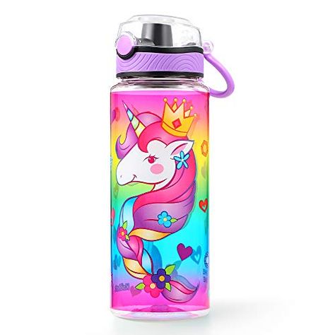 Cute Water Bottle for School Kids Girls, BPA FREE Tritan & Leak Proof Flip Top Lid & Easy Clean & Carry Handle, 23oz/... Water Bottle For School, Bottle For School, Unicorn Water Bottle, Cute Water Bottle, Filtered Water Bottle, Cute Water Bottles, Best Water Bottle, Kids Water Bottle, School Kids