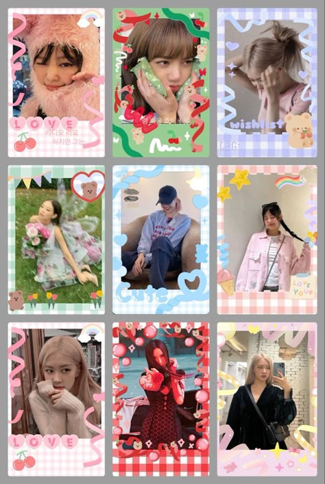 Photo Cards Diy, Polaroid Template, Kpop Diy, Hello Kitty Crafts, Pop Stickers, Lomo Card, Photo Card Template, Paper Doll Template, Printables Freebies