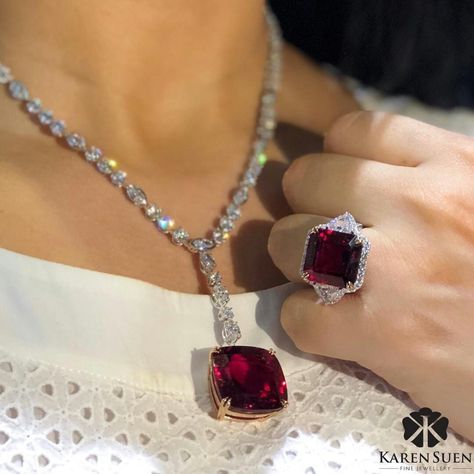 Gemville Red Diamond Necklace, Red Jewel, Paris Chic, Solitaire Pendant Necklace, Initial Pendant Necklace, Red Jewelry, Garnet Jewelry, Red Diamond, Classy Jewelry