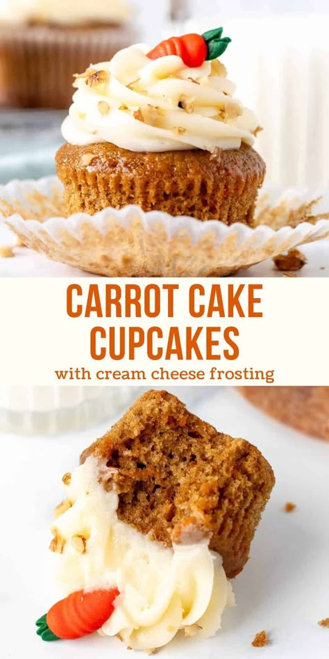 Super Moist Carrot Cake, Carrot Cupcake Recipe, Carrot Cake Topping, Butternut Bakery, Moist Carrot Cake, Cupcake Cream, Spring Cupcakes, Moist Carrot Cakes, Carrot Cake Muffins