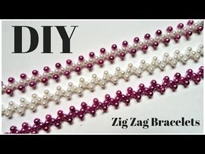 Beaded bracelets. Zig zag pattern - Beading tutorial. - YouTube Bracelet Patterns Zig Zag, Embroidery Bracelets Patterns, Beaded Jewelry Earrings, Handmade Jewelry Findings, Embroidery Bracelets, Motifs Perler, Bracelets Patterns, Beaded Bracelets Tutorial, Beaded Jewlery