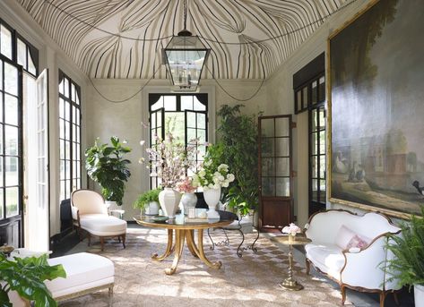 A Pink Palace Home Tour & More! French Country Fridays 355 French Inspired Home, Veranda Magazine, Pink Palace, Terrazzo Flooring, Atlanta Homes, French Oak, Stone Flooring, Furniture Arrangement, Step Inside