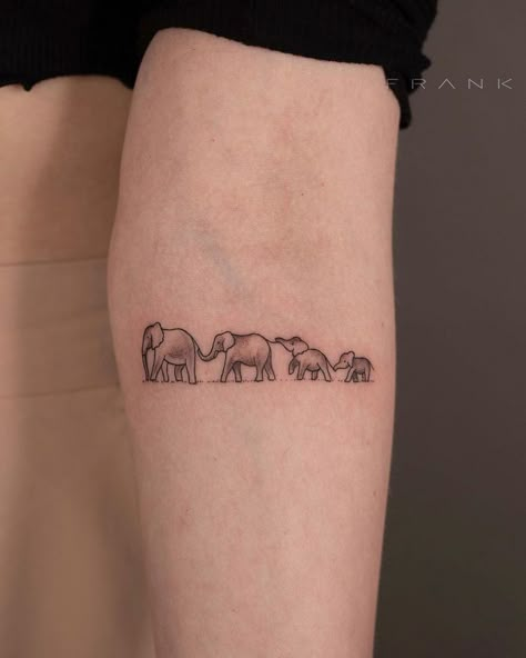 Small Elephant Family Tattoo Ideas For Women, Elephant Family Tattoo, Rib Tattoos For Women, Inner Forearm Tattoo, Elephant Tattoo Design, Inner Forearm, Family Tattoo, Best Tattoos For Women, 4 Tattoo