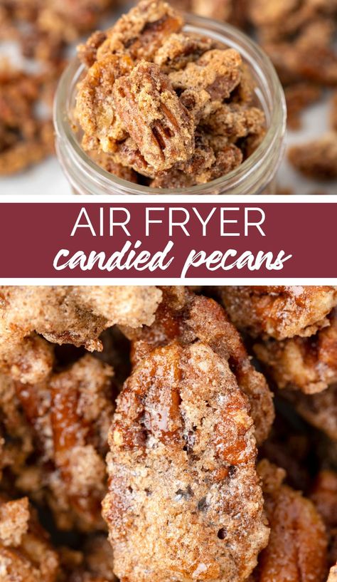 Fried Pecans, Air Fryer Candied Pecans, Candied Pecans In Air Fryer, Air Fryer Pecans, Air Fry Pecans, Roasted Pecans In Air Fryer, Candied Pecans Air Fryer, Candied Walnuts Easy Air Fryer, Candies Pecans Air Fryer