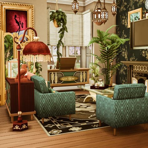 Sims 4 Build Mode, Maximalist House, Maximalist Room, Japandi House, Maximalist Home, Sims 4 House Plans, Sims 4 House Building, Maximalist Style, Sims 4 House Design