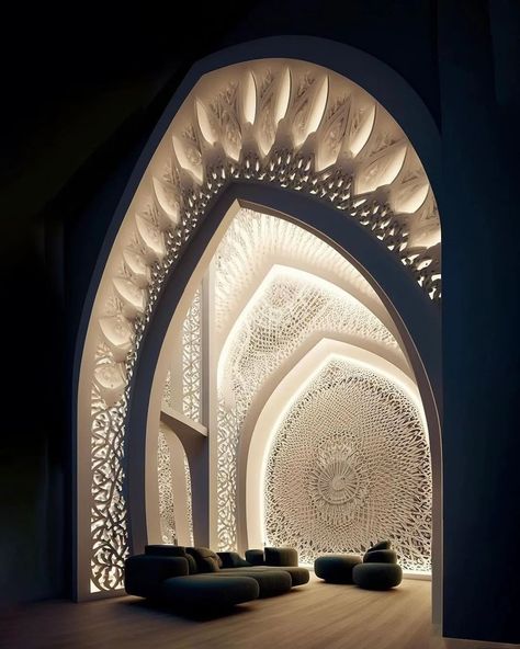 Middle Eastern Interior Design, Middle Eastern Bedroom, Islamic Architecture House, Middle Eastern Architecture, Eastern Architecture, Mosque Design Islamic Architecture, Islamic Mosaic, Islamic Interior Design, Middle Eastern Decor