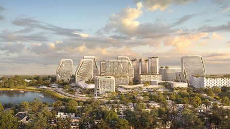 UNStudio unveils masterplan for Karle Town Centre smart city in Bangalore Urban Heat Island, Contemporary Building, Bangalore India, Sky Garden, Landscape Plans, Futuristic City, Future City, Design Jobs, Smart City