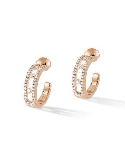 Messika Move 18k Rose Gold Pavé Diamond Hoop Earrings Messika Earrings, Simple Ear Cuff, Silver Ear Cuff, Ear Cuff Earings, Hoop Earring Sets, Bezel Set Diamond, Tiny Stud Earrings, Diamond Hoop Earrings, Cuff Earrings