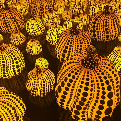 Yayoi Kusama: All the Eternal Love I have for the Pumpkins , Dallas Museum of Art Yahoo Kusama, Pictures Of Pumpkins, Yayoi Kasuma, Farming Family, Yayoi Kusama Pumpkin, No Carve Pumpkin Decorating, Aboriginal Dot Art, October Art, Pumpkin Pictures