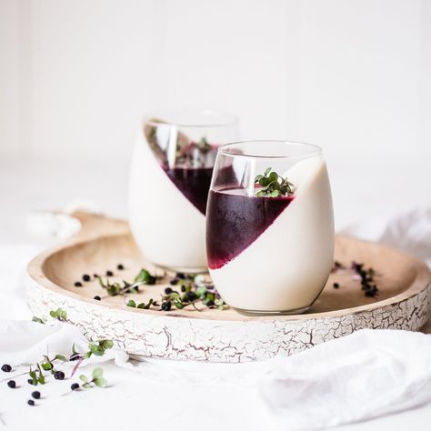 PEPPERBERRY INFUSED PANNA COTTA — Tasmanian Pepper Co Ground Pepper, Cream And Sugar, Puddings, 4 Ingredients, Coconut Milk, Small Bowls, Wine Glasses, Stuffed Peppers, Pure Products