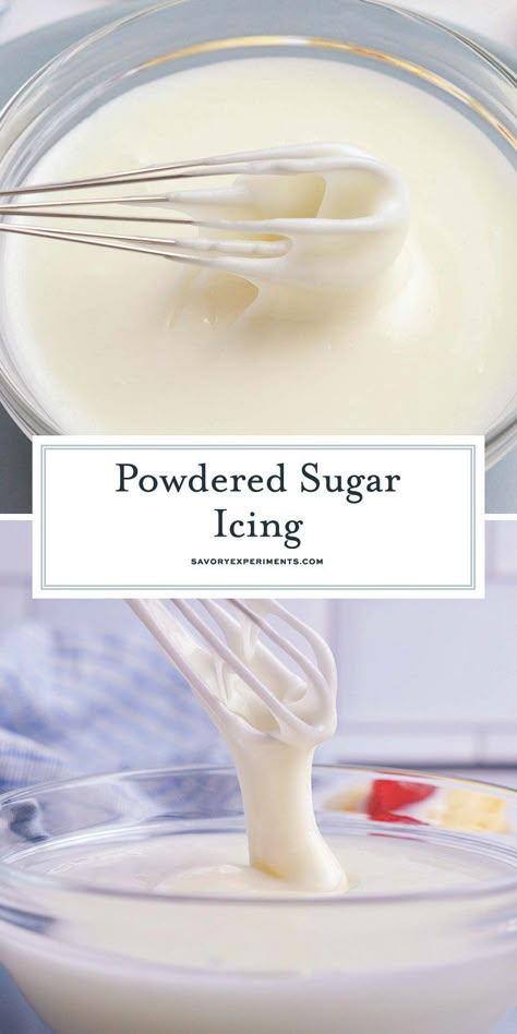 Icing Without Milk, Quick Icing Recipe, Pourable Frosting, Simple Icing Recipe, Powder Sugar Glaze, Powdered Sugar Icing Recipe, Sugar Icing Recipe, Make Powdered Sugar, Confectioners Sugar Icing