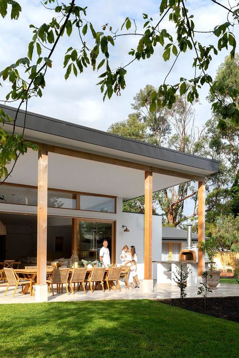 Alfresco Ideas, Brick Cottage, Skillion Roof, Alfresco Area, Outdoor Blinds, Outdoor Entertaining Spaces, Outdoor Room, Mornington Peninsula, Bbq Area