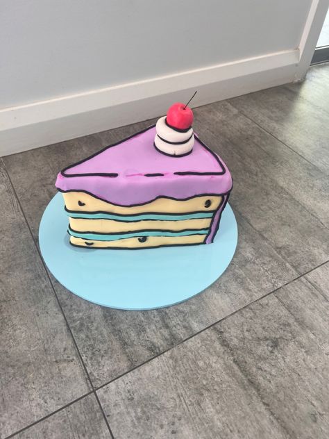 Square Cartoon Cake, 2d Cakes Design, 3d Cartoon Cake, Cartoon Cake Slice, 3d Cartoon Cake Design, Cat 3d Cake, Gelatin Molds, Cartoon Cake, Desk Inspo