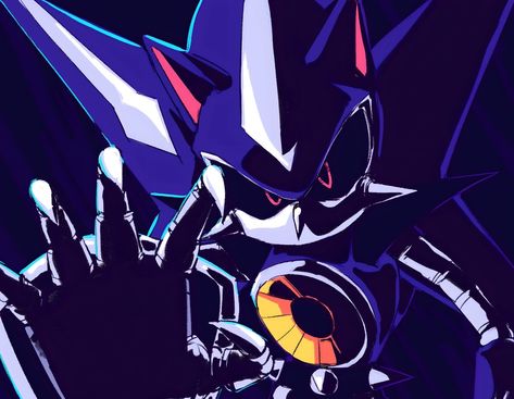 Neo Metal Sonic Icon, Neo Metal Sonic Fanart, Metal Sonic Pfp, Metal Sonic Fanart, Metal Sonic Icon, Neo Metal Sonic, Sonic Villains, Mecha Sonic, Sonic Drinks