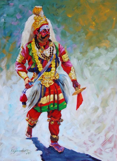 Yakshagana Painting, Bull Artwork, Buy Paintings Online, Scratchboard Art, Hinduism Art, Shiva Art, Indian Folk Art, Indian Artist, Sell Art