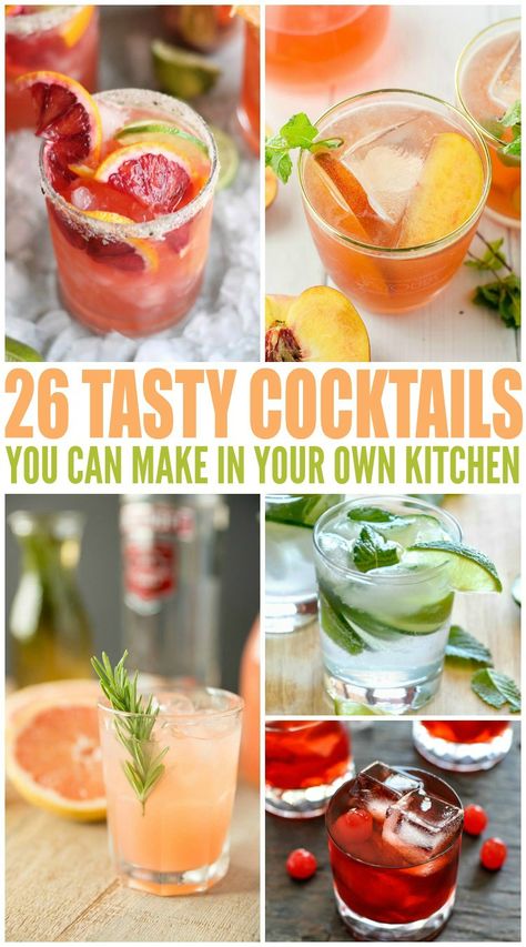 26 Tasty Cocktails You Can Make In Your Own Kitchen Tasty Cocktail Recipes, Easy Tasty Cocktails, Best Tasting Cocktails, Tasty Cocktails, Fun Cocktails To Make At Home, Creative Cocktail Recipes, Book Club Drinks, Craft Cocktail, Cocktail Ideas Creative