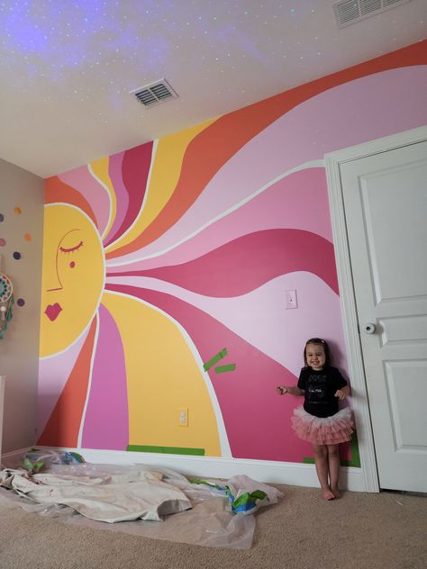 Groovy Bedroom, Groovy Room, Wall Murals Diy, Room Wall Painting, Bedroom Orange, Bedroom Murals, Wall Murals Painted, Dopamine Decor, Orange Walls