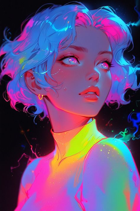 Glow Digital Art, Neon Digital Art, Funny Optical Illusions, Nft Character, Digital Art Inspiration, Photographie Portrait Inspiration, Wallpaper Inspiration, Colorful Illustration, Perfectly Timed Photos