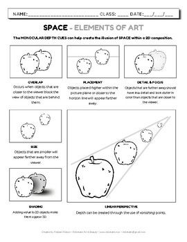 7 Elements Of Art In One Drawing, Space Elements Of Art, Space Element Of Art, 7 Elements Of Art Projects, Space Art Lesson, Elements Of Art Worksheet, Elements Of Design Space, Elements Of Art Shape, Elements Of Art Space