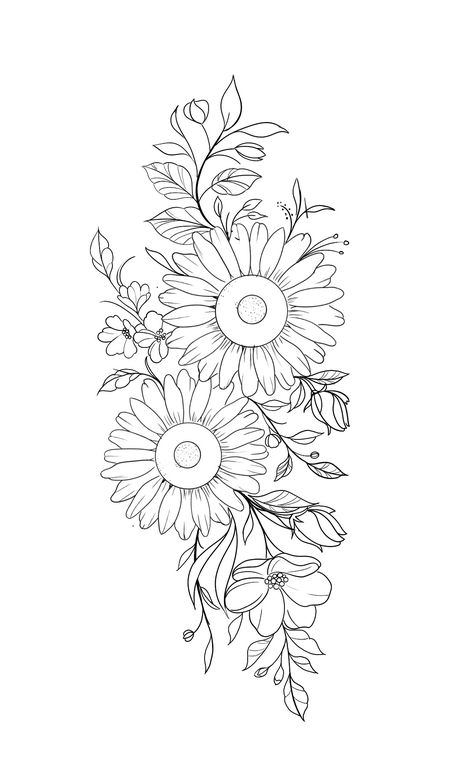 Flower Tattoo Stencils, Daisy Flower Tattoos, Full Leg Tattoos, Hand And Finger Tattoos, Wicked Tattoos, Tattoos For Women Half Sleeve, Tattoo Templates, Flower Tattoo Arm, Tasteful Tattoos