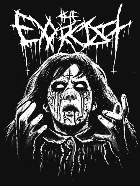 "Black Metal Exorcism" T-shirt by samRAW08 | Redbubble Arte Heavy Metal, Horror Merch, Black Metal Art, Heavy Metal Art, Arte Punk, Horror Artwork, Metal T Shirts, The Exorcist, Scary Art