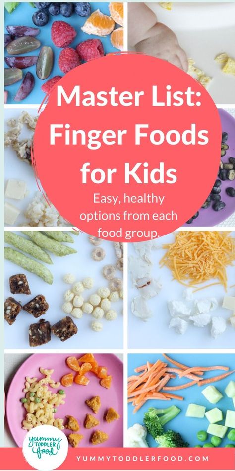 This master list of finger foods for toddlers, babies, and kids is your go-to list for healthy and delicious foods the kids can feed themselves...and easily and safely chew! #fingerfoods #toddlerfood #babyfood #babyfoodideas #babysnacks Finger Foods For Toddlers, Finger Food For Kids, Foods For Toddlers, First Finger Foods, Finger Foods For Kids, Toddler Finger Foods, Baby & Toddler Food, Raw Carrots, Toddler Lunches