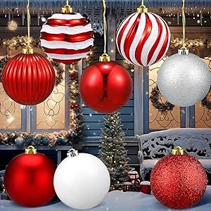 8 Pack Large Christmas Ball Ornaments 6 Inch Christmas Candy Glitter Hanging Christmas Plastic Balls for Holiday Party Outside Porch Yard Hanging Decoration(Red) Joy Decorations, Giant Christmas Ornaments, Party Outside, Christmas Ball Ornaments, Christmas Balls Decorations, Christmas Farmhouse, Christmas Style, Beautiful Christmas Trees, Christmas Porch