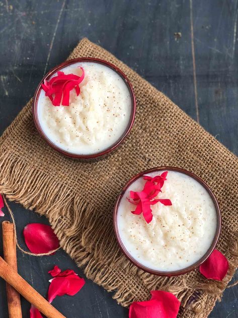 Sutlac Recipe - Rose Infused Turkish Rice Pudding Sutlac Recipe, Rosewater Recipe, Baked Chicken And Potatoes, Greek Rice Pudding, Infuser Recipes, Recipe Lebanese, Turkish Rice, Homemade Rice Pudding, Indian Rice Pudding