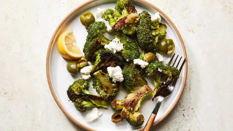 Burnt Broccoli and Crushed Olive Salad Recipe | Epicurious Burnt Broccoli, Easy Recipes Air Fryer, Olives Salad, Ricotta Salad, Olive Salad Recipe, Cooking Broccoli, Italian Broccoli, Broccoli Skillet, Salad Italian