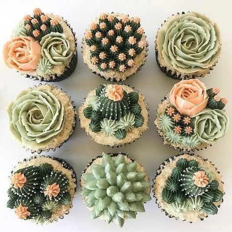 Aloo Gosht, Cake For Kids, Cactus Cupcakes, Cupcake Piping, Succulent Cupcakes, Succulent Cake, Cactus Cake, Sugar Frosting, Cupcake Cake Designs