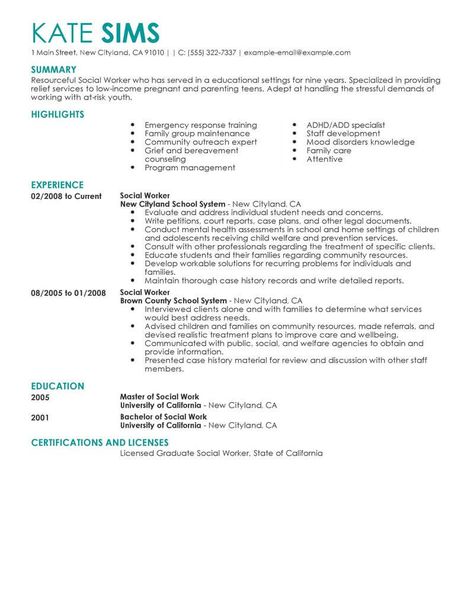 Do you have the tools you need to get a Social Services job? Check out our Social Worker Resume Example to learn the best resume writing style. Job Interview Weakness, Basic Resume Examples, Resume Objective Statement, Visual Resume, Restaurant Manager, Project Manager Resume, Job Interview Preparation, Basic Resume, Good Resume Examples