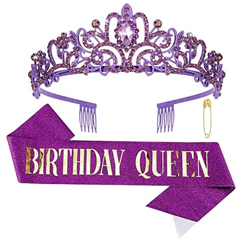 Purple Crowns, Birthday Decorations Purple, 100 Birthday Decorations, Purple Birthday Decorations, Purple Tiara, Purple Happy Birthday, Crowns For Women, Black Tiara, Queens Tiaras