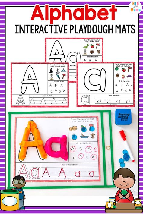 Playdoh Letter Mats, Alphabet Playdough Mats, Playdough Letters, Alphabet Letter Crafts, Abc Printables, Worksheets Preschool, Playdough Mats, Printable Alphabet, Activity Mat