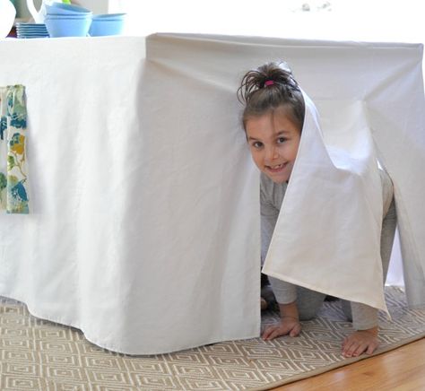 girl in tent Card Table Playhouse, Tent Footprint, Diy Tablecloth, Diy Tent, Diy Playhouse, Kids Teepee Tent, Build A Playhouse, Tent Fabric, Waterproof Tent